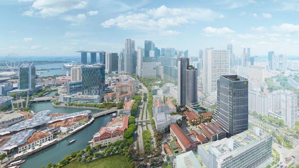 Aerial view by the Singapore River